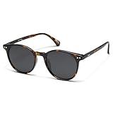 SOJOS Small Round Classic Polarized Sunglasses for Women Men Vintage Style UV400 Lens MAY SJ2113, Tortoise/Grey