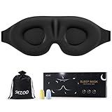 MZOO Sleep Eye Mask for Side Sleeper Men Women, Zero Eye Pressure 3D Sleeping Mask, Light Blocking Patented Design Night Blindfold, Soft Eye Shade Cover for Travel, Black