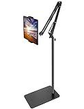 BluuSuuk Tablet Floor Stand with Double Weight Base, Overhead Bed Phone Mount Height Adjustable Arm Stretchable Stand Holder, Compatible with iPad Mini Air Pro, Galaxy Tab, Kindle, Switch, Cell Phones