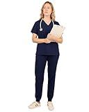 Sumincarly Scrub Sets for Woman, V-Neck Top & Pants with 8 Pockets, Comfortable Scrubs Set for Women, 4 Way Stretch