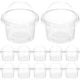 Lurrose 100pcs Snack Cup Bowls Dessert Treat Cups Entrees Parfait Cake Small Store Mini Puddings Ml with Sundaes Plastic Takeout Dome Clear Mousse Lid Container Food Appetizers Yogurt for