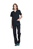 Cherokee Adult's Plus Size Unisex Top and Scrub Pant Set, Black, 4X-Large