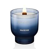 M&SENSE 9.88oz Natural Soy Wax Jar Candle with Wooden Wick | Fresh Linen Scent | 55-Hour Burn & Long-Lasting Burn | Housewarming Gift for Men and Women