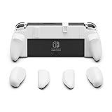 Skull & Co. NeoGrip: an Ergonomic Grip Hard Shell with Replaceable Grips [to fit All Hands Sizes] for Nintendo Switch OLED and Regular Model [No Carrying Case] - White