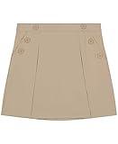 Nautica Girls' Little School Uniform Pull-on Scooter Skirt with Undershorts, Poplin Style with Button Pockets, Khaki, 6