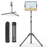 XXZU 72in Tablet Floor Stand Tripod,Tablet Stand Floor with 360° Ball Head,Height Adjustable Floor Stand Holder with Case,Tall Tripod for Phone/Music/Stream/Recording and All 4.7-13” Devices