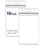 Vertical ID Card Name Tag Badge Holder with Waterproof Type Resealable Zip (10 Packs)