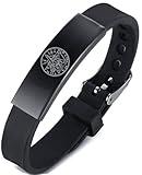 Tetragrammaton Pentacle Pentagram Name of God Amulet Symbol Silicone Bracelet Spiritual Protection Sacred Geometry Bangle Wristband Solomon Talisman Jewelry for Adults Teens, Black, Adjustable