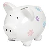 Kate & Milo Mini Floral Piggy Bank, Ceramic Money Bank for Kids, Ideal Newborn Keepsake, Toddler Gift, Cute Baby Girl Nursery Decor, Flower Design