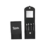 TWEEZIA Stainless Steel Tweezer Set - 4 Precision Tweezers with Mirror & Leather Case - Ideal Eyebrow Kit, Ingrown Hair Tweezers, Splinter Removal Kit or Pointed Tweezers for Beauty and Personal Care