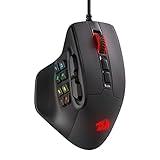 Redragon M811 Aatrox MMO Gaming Mouse, 15 Programmable Buttons Wired RGB Mouse w/Ergonomic Natural Grip Build, 10 Side Macro Keys, Software Supports DIY Keybinds & Backlit