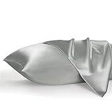 Bedsure Satin Pillowcase, Similar to Silk Pillow Cases Queen Size Set of 2, Cooling Pillow Case for Hot Sleepers with Envelope Closure, Gifts for Women Men, Silver Grey, 20x30 Inches