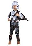 Star Wars The Mandalorian Official Toddler Costume - Premium Padded Jumpsuit with Detachable Cape and Fabric Headpiece