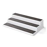Copco 3-Tier Non-Skid Spice Rack Organizer for Kitchen Cabinet or Pantry, 15-Inch Tiered Shelf, White/Gray, Slip-Resistant Design for Jars and Bottles