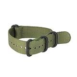 24mm Nylon Watchstrap Premium Military Replacement 24mm Canvas Green Single Piece Watchband for Outdoor Sports