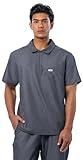 Peelz Jack 4-Pocket Polo Scrub Tops for Men - Soft Stretch Fabric, Fashion-Forward Men's Scrub Top, Classic Fit, Heather Grey, X-Large