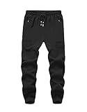 WaltZon Boy's Cargo Joggers Pants Youth Quick Dry Hiking Pull-On Lightweight Pants for Sports Outdoor with Zipper Pockets(3801-Black16)