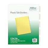 Office Essentials Insertable Dividers, 8-1/2"x11", 5 Tab, Clear Tab, Buff Paper, 1 Set (11466)