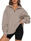 Trendy Queen Womens Oversized Half Zip Pullover Long Sleeve Sweatshirts Quarter Zip Hoodies Sweaters Teen Girls Fall Y2K Clothes, Adult