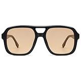 SOJOS Retro Aviator Sunglasses For Women Men Square Womens Square Sun Glasses SJ2355,Black Orange