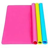 3 Pack Silicone mat Large Silicone Sheets for Crafts, Liquid, Resin Jewelry Casting Molds Mat, Silicone Placemat 15.7” x 11.8” (Blue & Rose Red & Green)