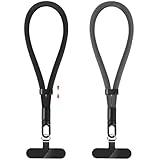 knIykmr Phone Lanyard, 2 Pack Adjustable Cell Phone Lanyard Strap, Hand Wrist Strap Lanyard with Tether Tabs for Smartphones (Black+Grey)