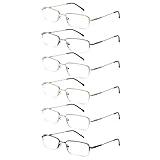 NORPERWIS 6 Pack Reading Glasses Men Metal Blue Light Blocking Readers with Spring Hinges Readers for Men Eyeglasses (Mix Color-2, 0.00, x)