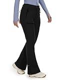 Cycorld Women's Snow Ski Pants Fleece Lined Waterproof Softshell Insulated Flare for Snowboarding Hiking Winter Outdoor(Black, 14)