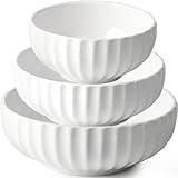 NUTRIUPS Serving Bowls, Nesting Bowls, 84/50/23oz Ceramic Salad Bowl for Cooking Baking, 10/8/6 in Microwavable & Oven Safe, Set of 3