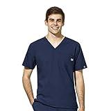 W123 Men's V-Neck Scrub Top Navy