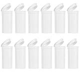 12 Pack Empty Plastic Pill Bottles with Caps, Airtight Multi-Purpose 13 Dram Pill Container with Pop Top Caps for Medicines, Supplements, or Any Small Items (White Opaque)