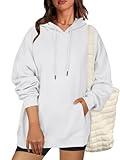 Zeagoo Womens Fashion Hoodies Plus Size Long Sleeve Tunic Hooded Teacher Outfits for Women White Large
