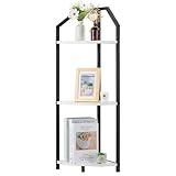 Fun Memories 3 Tier Corner Shelf, 40” Corner Shelf Stand, Corner Bookshelf Plant Stand, Storage Shelf for Bathroom, Living Room, Kitchen,Grey Home Office, White