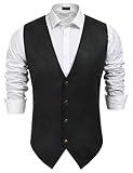 COOFANDY Men's Suede Leather Cowboy Vest Casual Western Wedding Vest Jacket Slim Fit Waistcoat