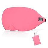 Mavogel Cotton Sleep Mask - 100% Handmade, Light Blocking Sleep Eye Mask with Updated Bending Nose Design, Soft Sleeping Mask for Women Men, for Sleep/Office/Naps, Includes Travel Pouch (Peach Pink)