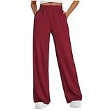 Prime+Deals Today Cotton Sweatpants Women Baggy Wide Straight Leg Pants High Waisted Loose Lightweight Fall Outfit Trousers 2025