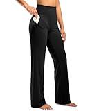 G Gradual Women's Yoga Pants Wide Leg with Pockets High Waist Stretch Loose Casual Lounge Sweatpants Petite/Regular/Tall (Black, Inseam 28, L)