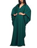 Leisureperiod Caftan Dresses for Women Solid Color Plus Size Beach Dress V Neck Cover Up Loose Soft Kaftan Loungewear