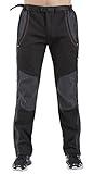Gash Hao Men's Ski Snow Pants Waterproof Hiking Snowboard Pants Breathable Fleece Lined Zipper Bottom Leg (Black 34W X 32L)