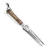 5-in-1 Garden Hand Multipurpose Tool for Weeding, Planting & Soil Prep, Stainless Steel Blade with Wooden Handle
