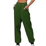 Cyber of Monday Deals 2024 Wide Leg Sweatpants Women 2024 Fall Lightweight Baggy Jogger Pants Trendy Lounge Trousers with Pockets Comfy Yoga Clothes Green Prime' of Today Clearance