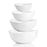 Sweese Porcelain Serving Bowls for Entertaining, 10-18-28-42 Ounce, Microwave & Dishwasher Safe, Large Serving Dishes, Prep Salad Bowls for Thanksgiving Christmas, White