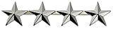 Hero's Pride Rank Insignia, Four Five-Pointed Star Pin, 2 Posts and Clutch Backs, 5/8" High, Pack of 2, Silver Finish
