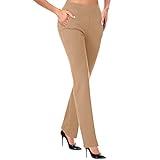 Check on My The Order Warehouse Deals Today Women Business Casual Office Work Pants Premium Stretch Yoga Pants High Waist Work Dress Pant Workout Slacks Khaki #2 Large
