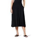 Amazon Essentials Women's Jersey Pull On Midi Length Skirt, Black, Large