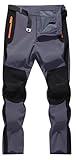 FFEATIANDY Men's Hiking Snow Ski Pants Softshell Fleece Lined Winter Water Repellent Outdoor Fishing Cargo Pants Dark Grey XXL