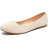 Obtaom Womens Textile Round Toe Ballet Flats Business Casual Slip ons Classic Fabric Working Shoes(Beige US11)