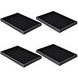 Quelay 4 Pcs Stackable Jewelry Tray Jewelry Organizer Tray Showcase Display Empty Plate Bracelet Ring Earring Organizer (Black)