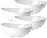 DOWAN 9.25" Serving Bowls, Large Oval Serving Dishes for Wedding and Dinner Parties, 35 Oz for Salad, Side Dishes, Pasta, Oval Shape, Microwave & Dishwasher Safe, Set of 4, White