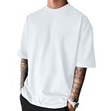 Men's Fashion Oversized Tshirts Workout Short Sleeve T-Shirt Dry Fit Lightweight Crewneck Tee Tops White